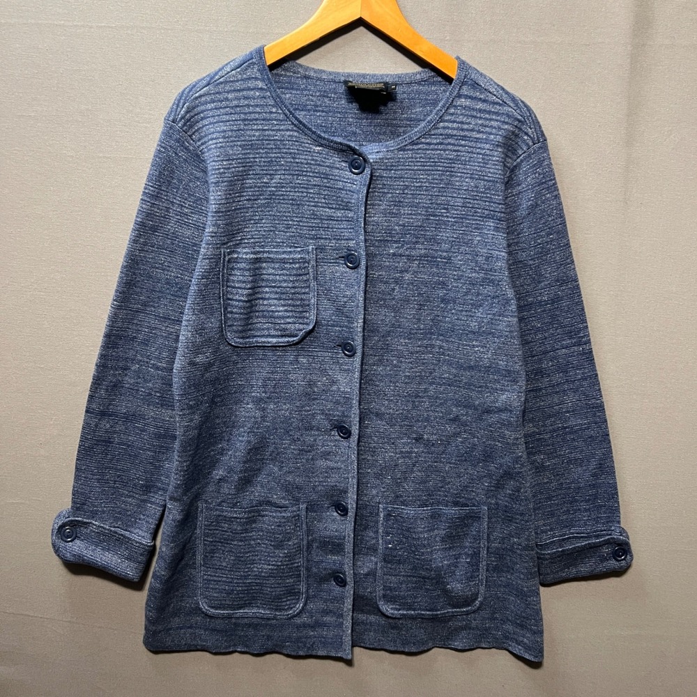Pendleton Womens Blue Heather Knit Button Front Cardigan Sweater Size M Pockets